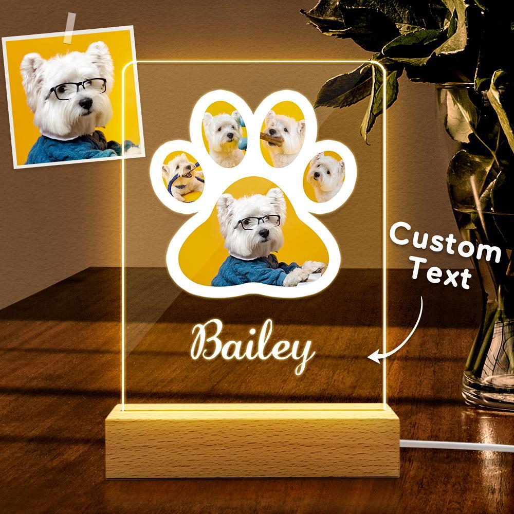 Custom Acrylic Dog Photo Plaque Lamp – Personalized Night Light Gift