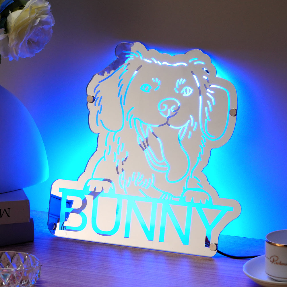 Personalized Dog Photo Name Mirror Light
