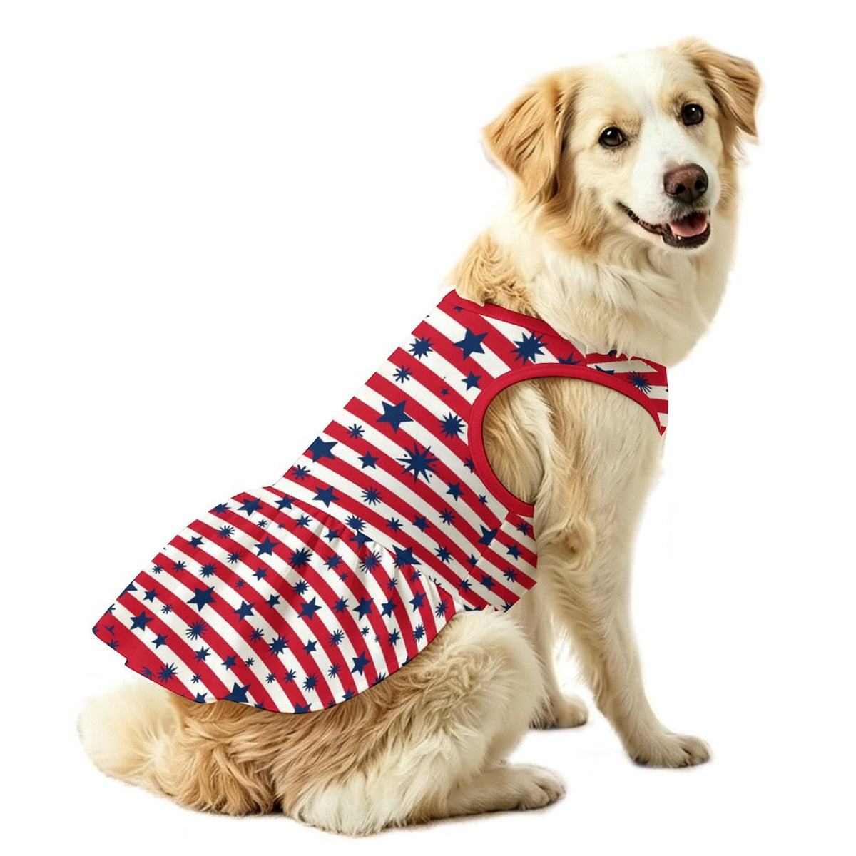Patriotic Stars and Stripes Large Dog Ruffle Dog Dress