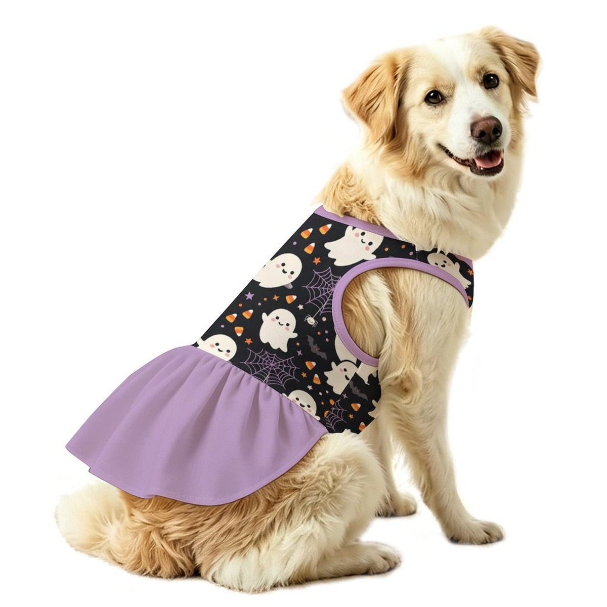Cute Ghost Spiderweb Large Dog Ruffle Dog Dress