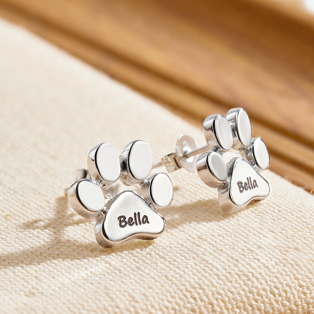 Personalized Dog Paw Print Earrings