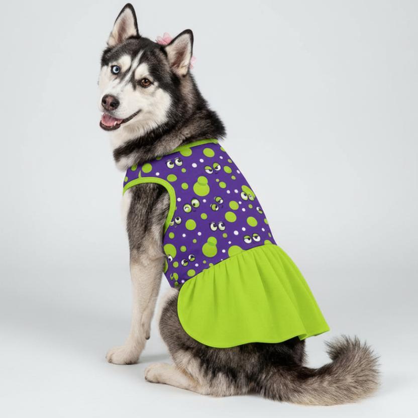 Monster Polka Dot Large Dog Ruffle Dog Dress