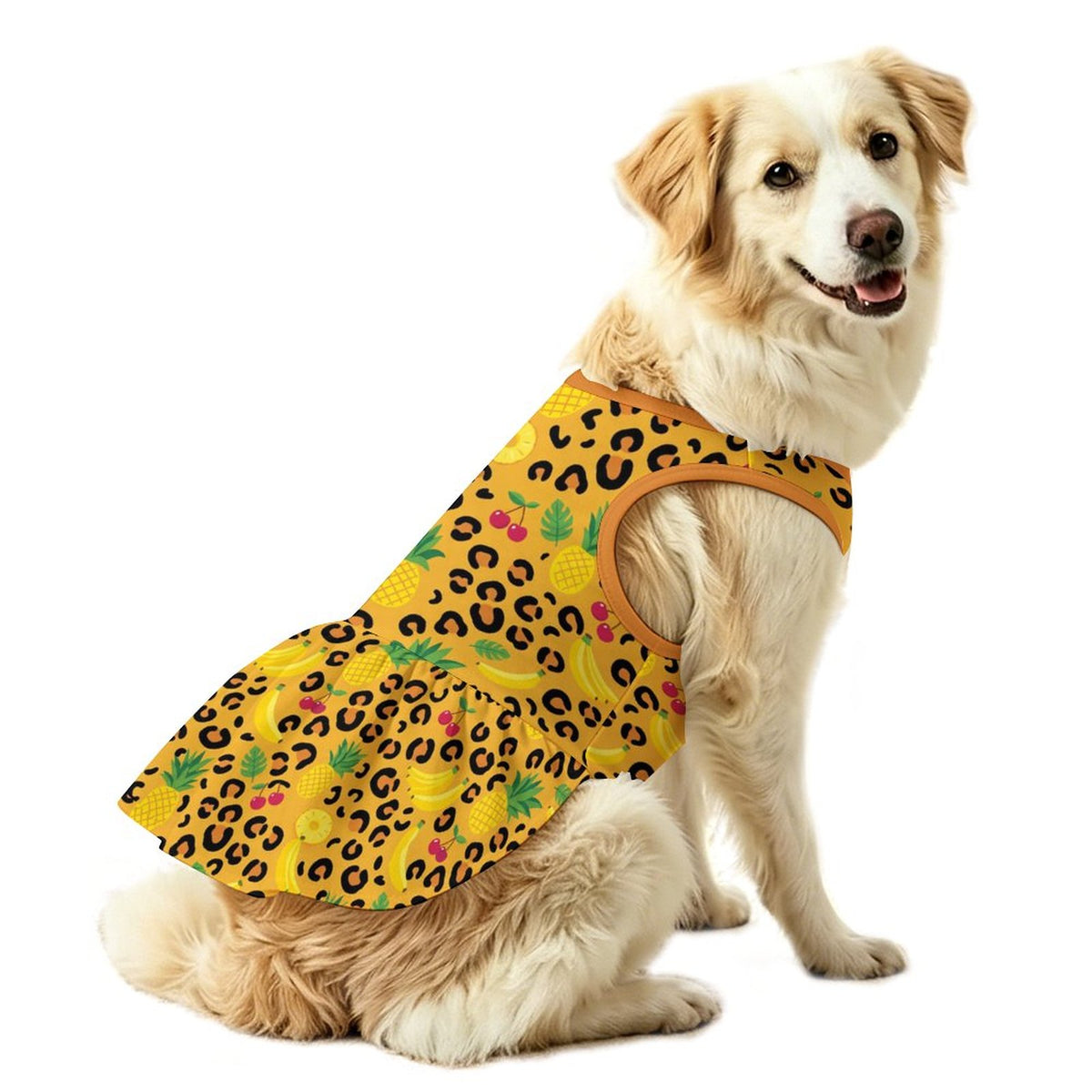 Tropical Leopard Fruit Large Dog Ruffle Dog Dress