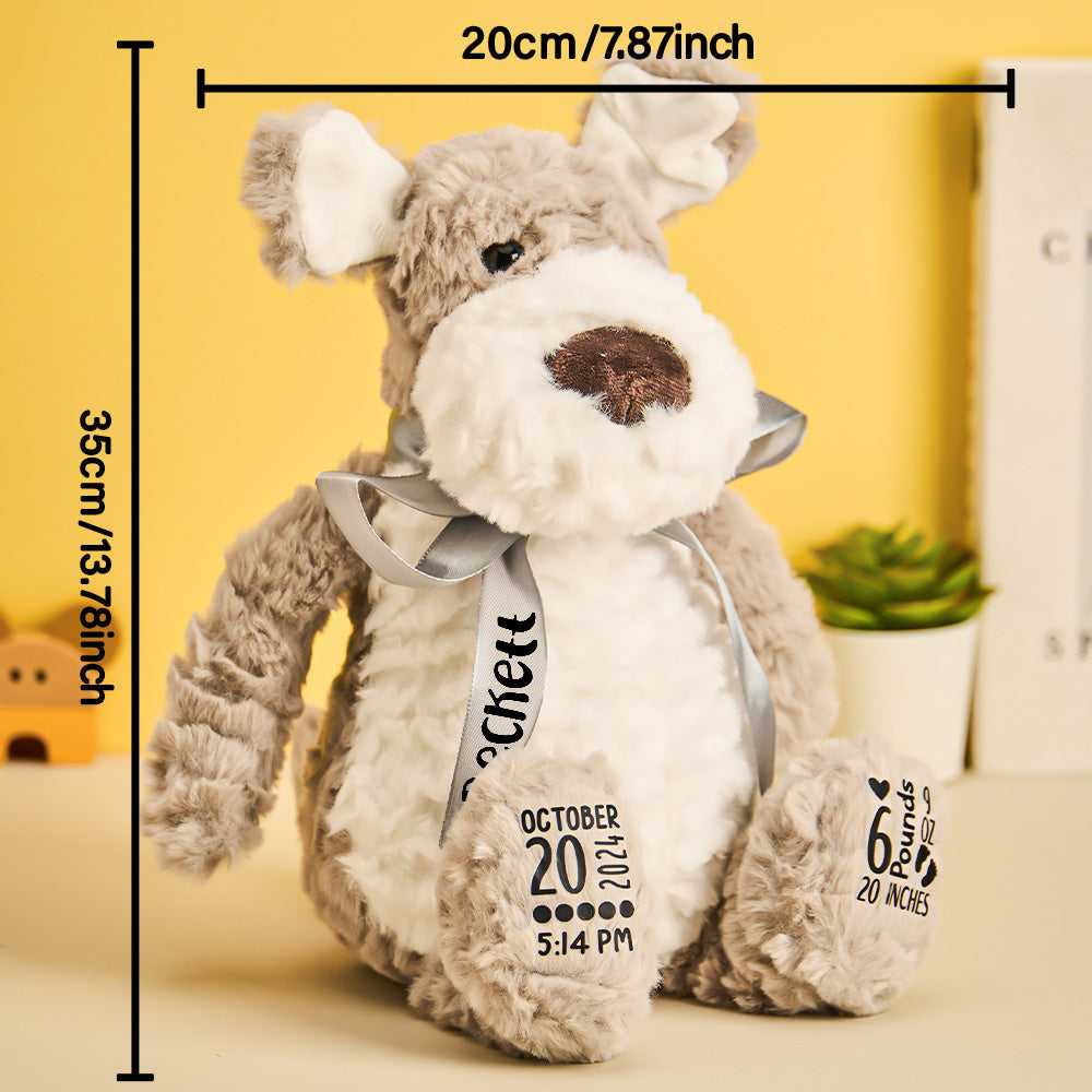 Personalized Puppy Dog Plush – Custom Birth Announcement Gift