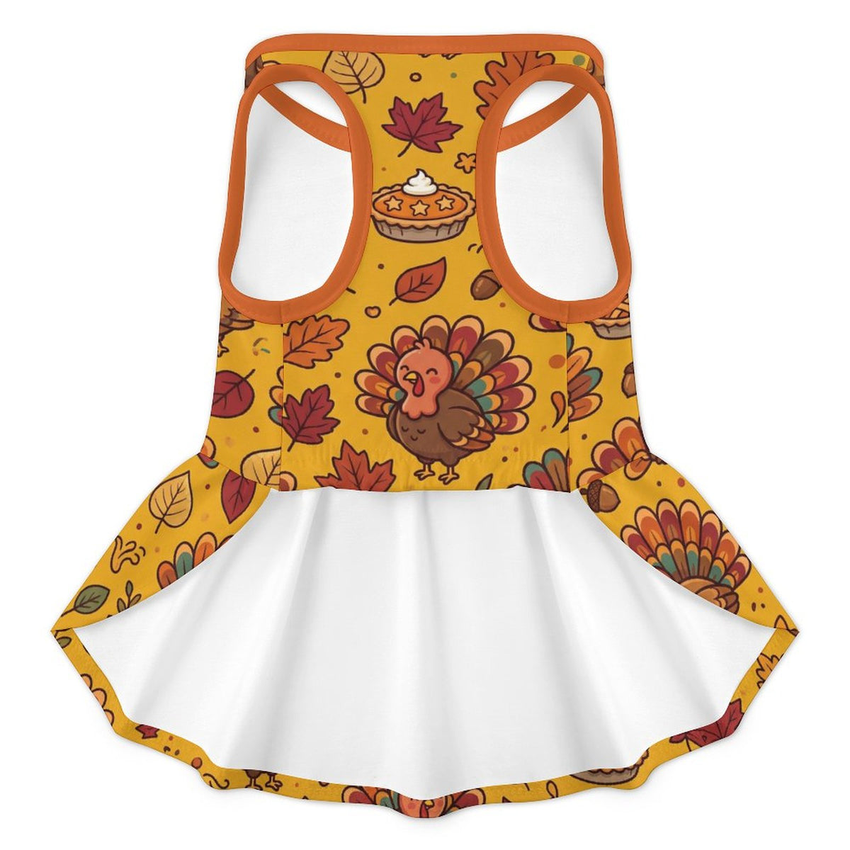 Thanksgiving Turkey Feast Small Dog Ruffle Dog Dress