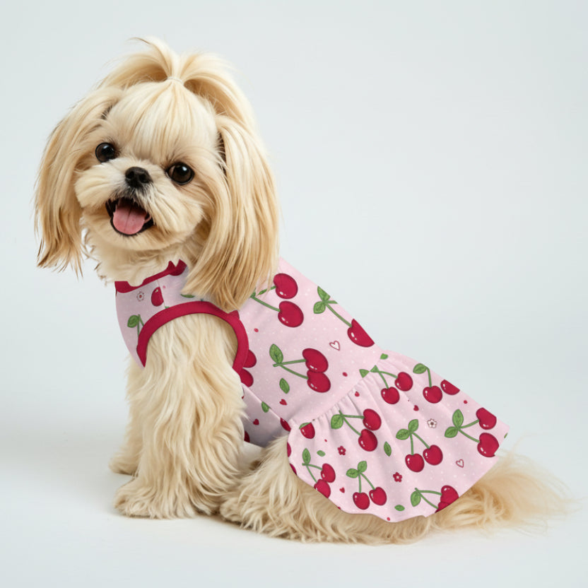 Sweet Cherry Small Dog Ruffle Dog Dress