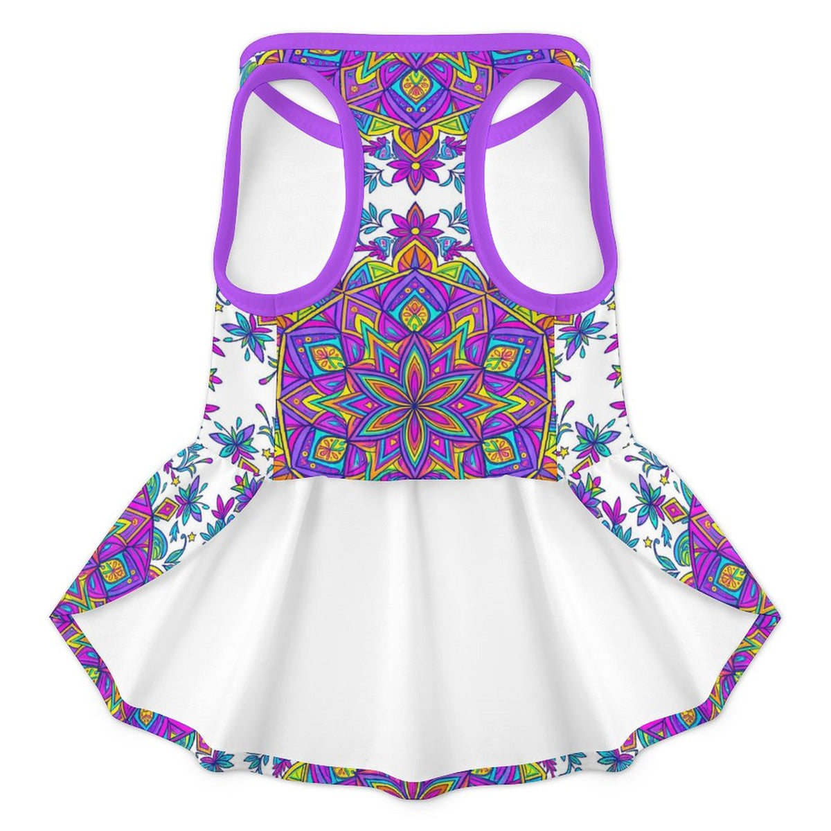 Boho Mandala Floral Small Dog Ruffle Dog Dress