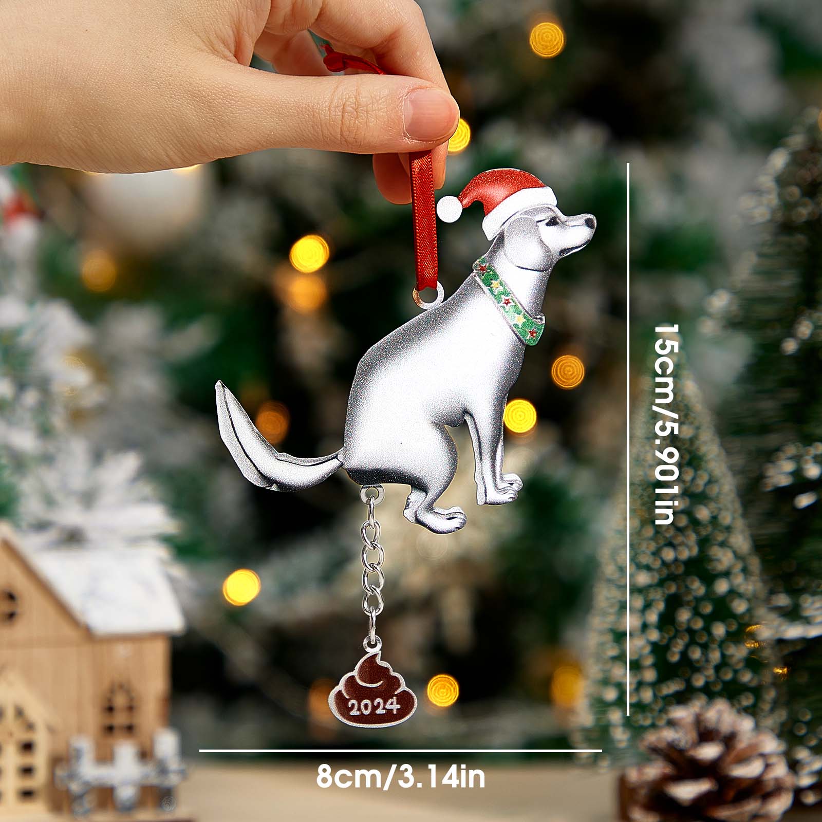 Dog Pooping Christmas Ornament – Funny Holiday Gift for Dog Lovers