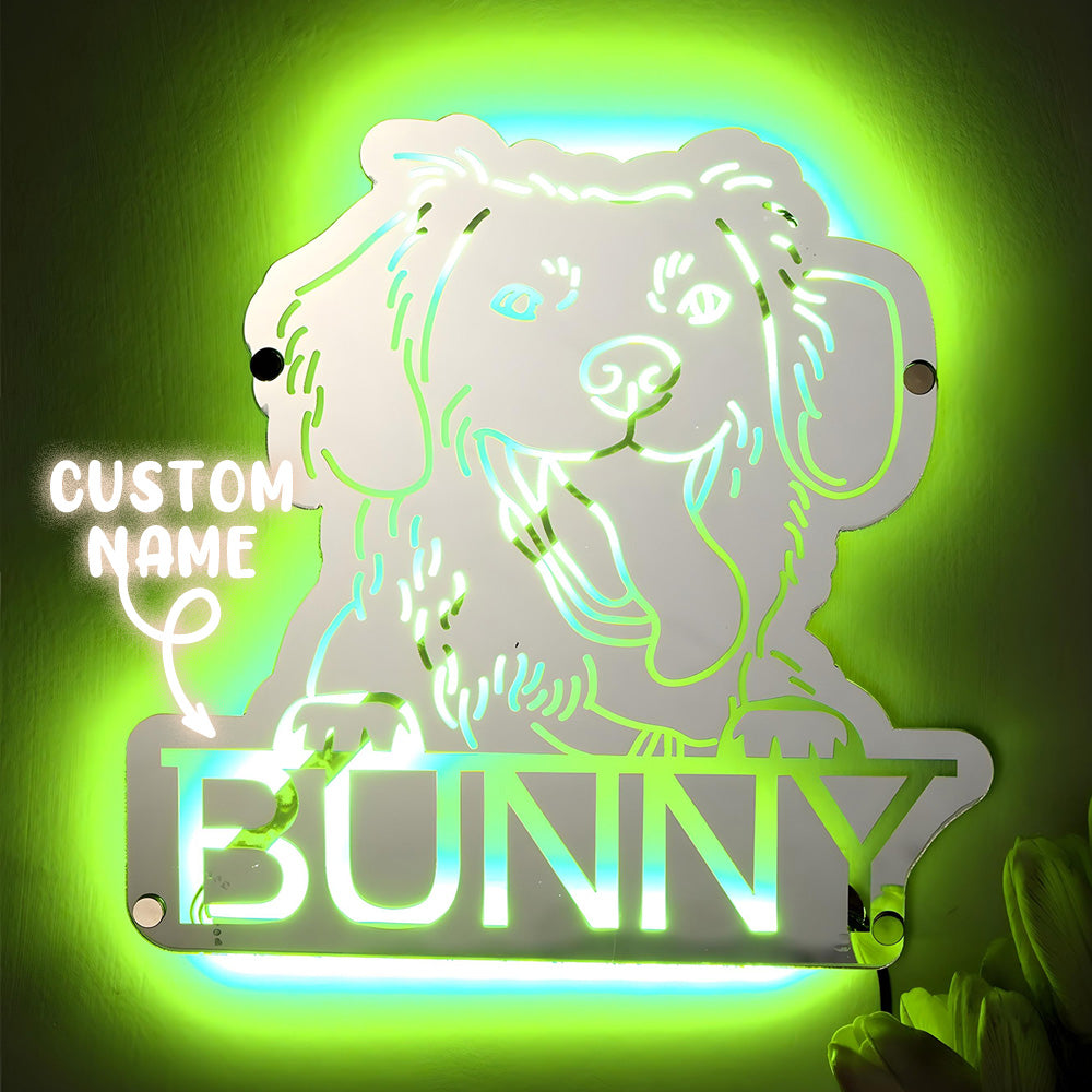 Personalized Dog Photo Name Mirror Light