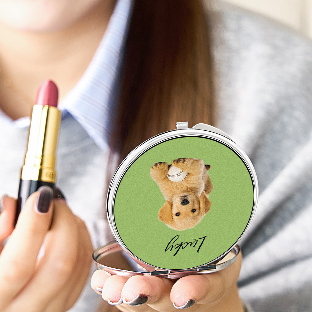 Personalized Dog Portrait Compact Mirror