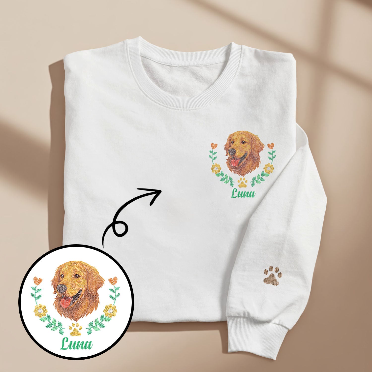 Custom Embroidered-Style Dog Sweatshirt
