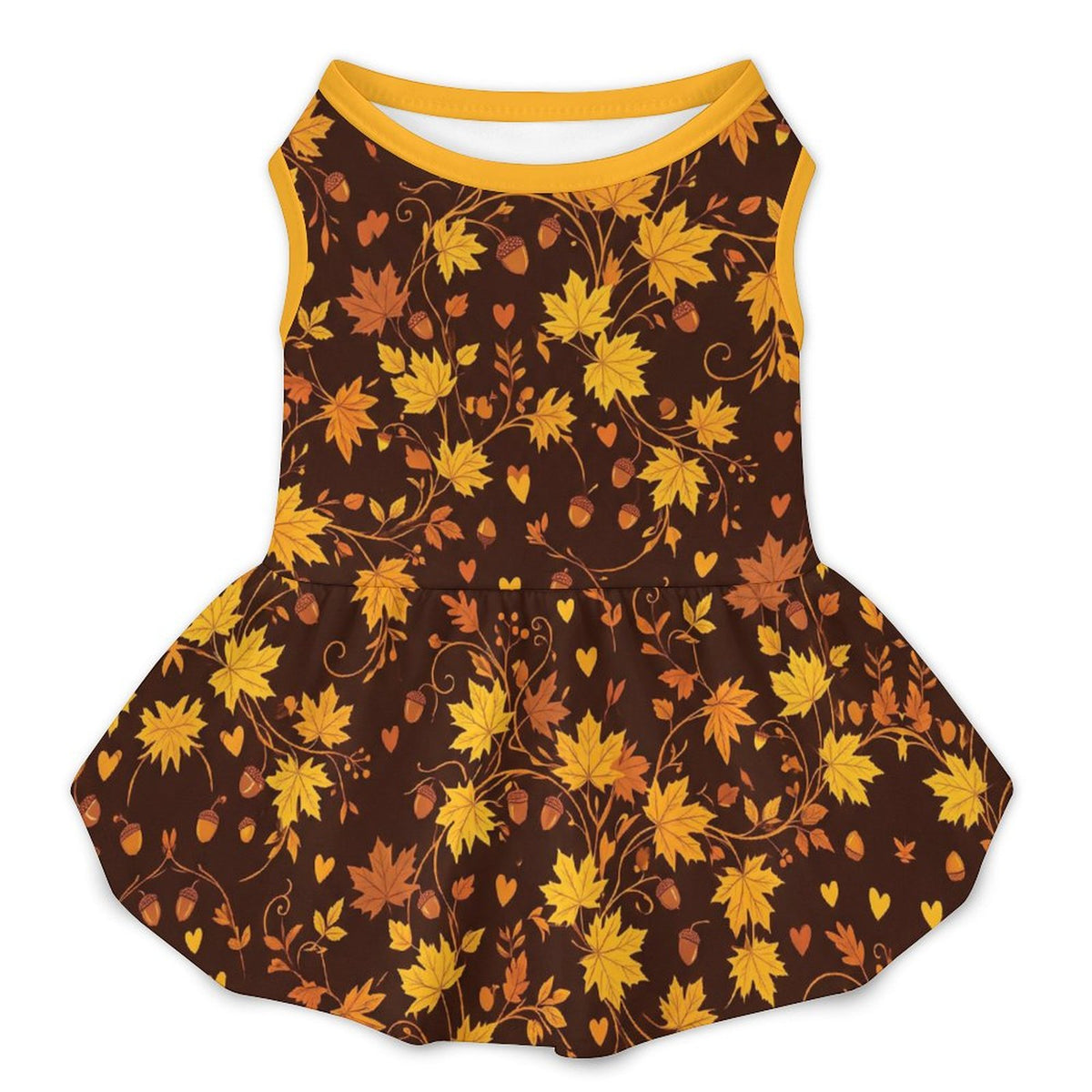 Autumn Maple Leaves Small Dog Ruffle Dog Dress