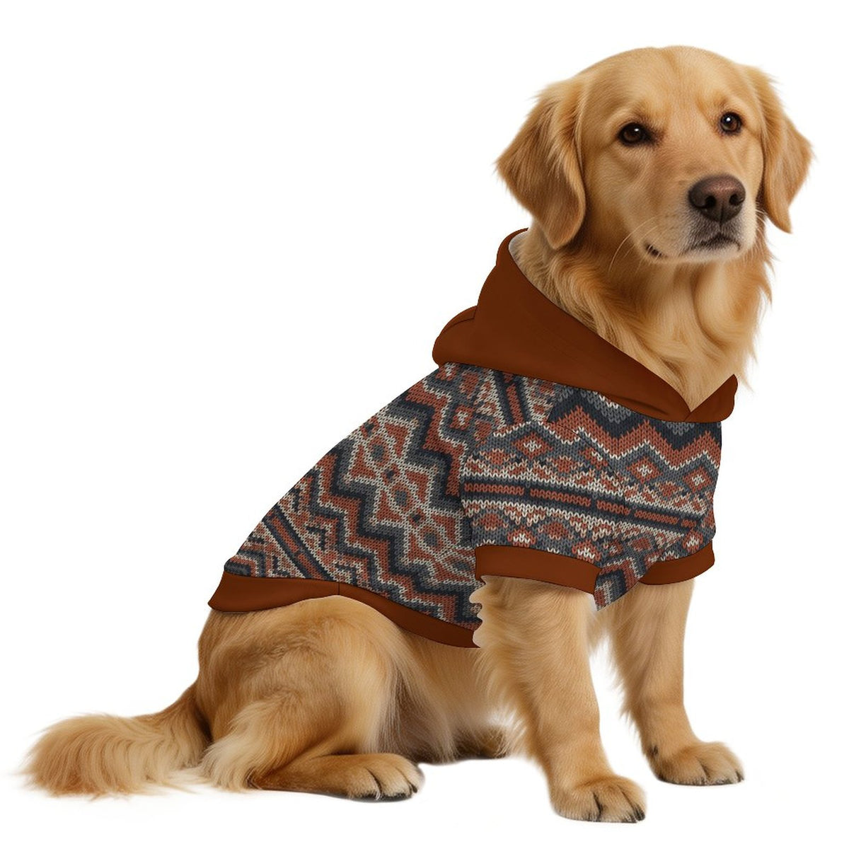 Rustic Nordic Knit Matching Dog Hoodie for Small and Big Dogs
