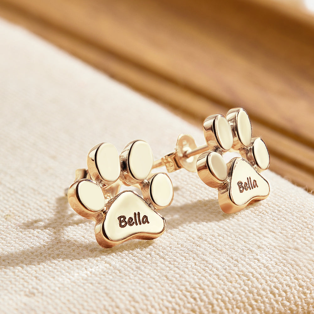 Personalized Dog Paw Print Earrings