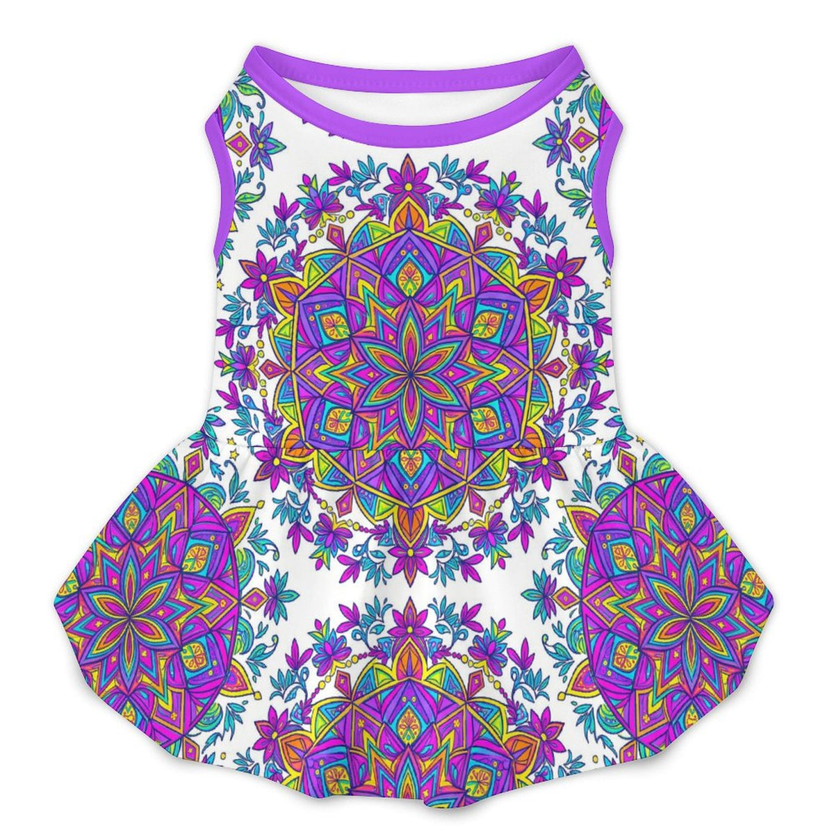 Boho Mandala Floral Small Dog Ruffle Dog Dress