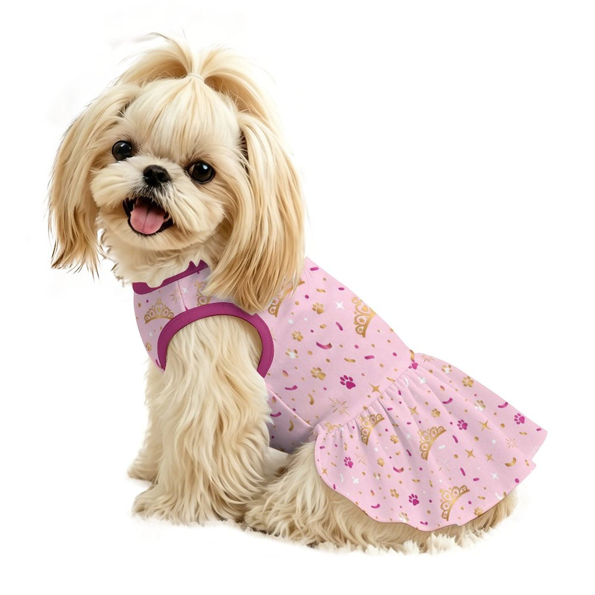 Princess Crown Paw Small Dog Ruffle Dog Dress