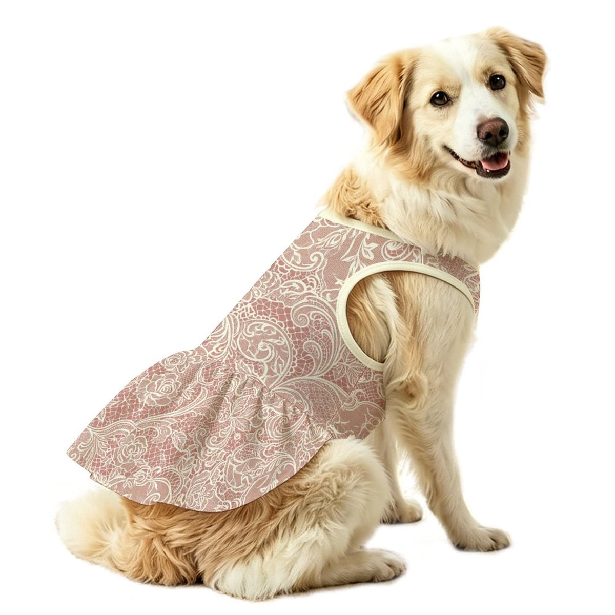 Vintage Floral Lace Large Dog Ruffle Dog Dress