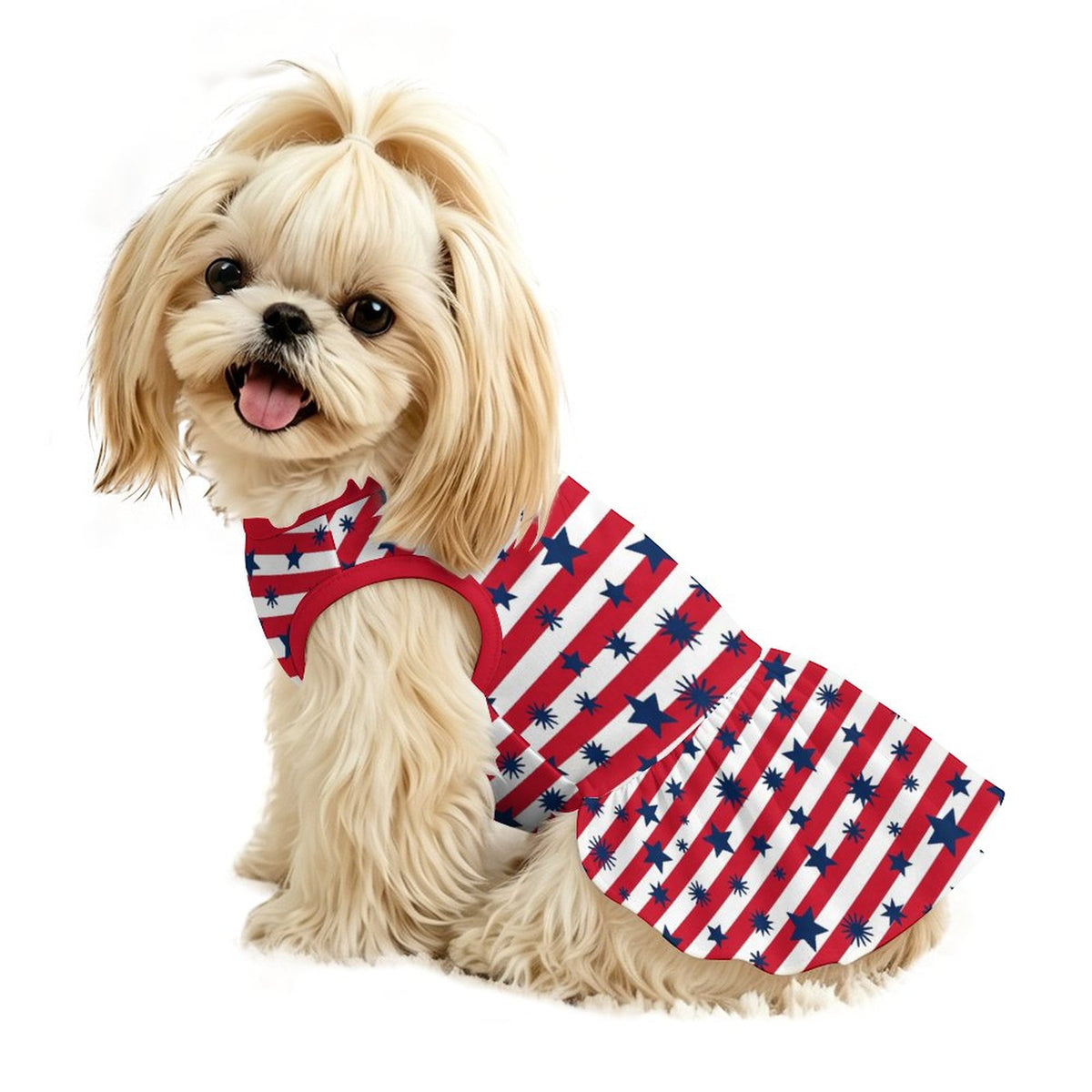 Patriotic Stars and Stripes Small Dog Ruffle Dog Dress