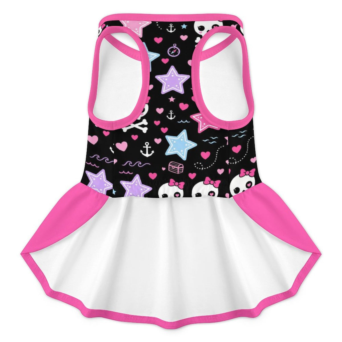 Pink Skull and Stars Small Dog Ruffle Dog Dress