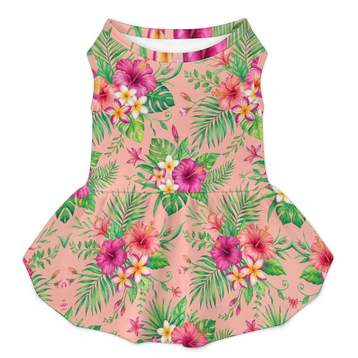Tropical Hibiscus Floral Large Dog Ruffle Dog Dress