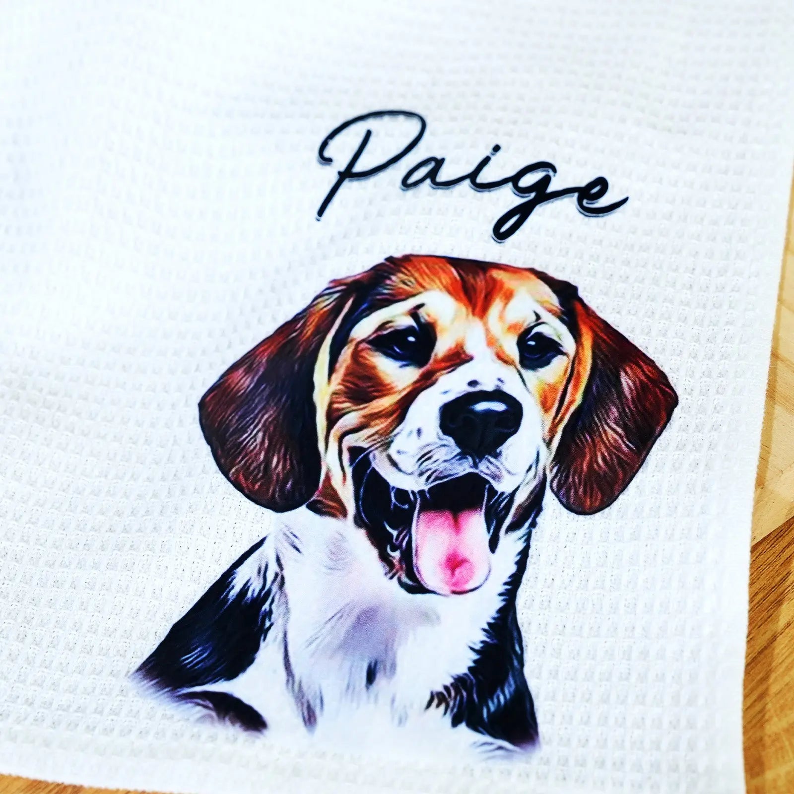 Personalized Dog Portrait Cotton Tea Towel – Unique Gift for Dog Lovers