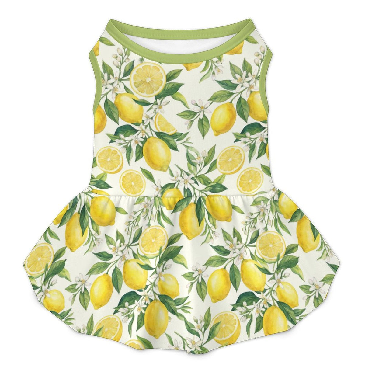 Mediterranean Lemon Blossom Large Dog Ruffle Dog Dress