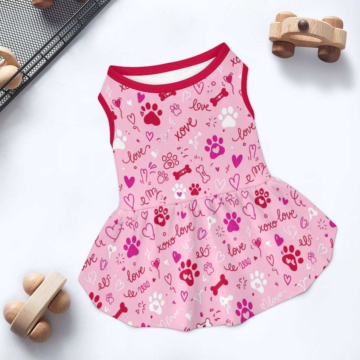 Puppy Love Paw Print Small Dog Ruffle Dog Dress