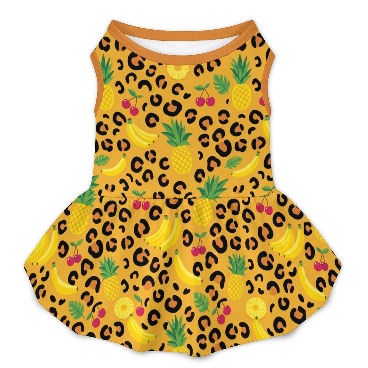 Tropical Leopard Fruit Small Dog Ruffle Dog Dress