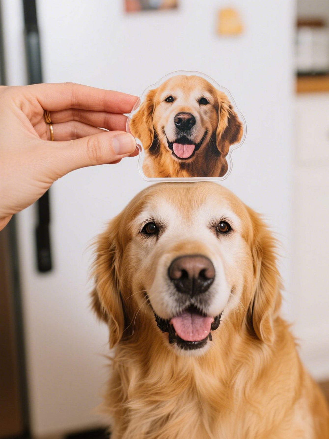 Personalized Dog Photo Fridge Magnet – Custom Irregular Acrylic Design