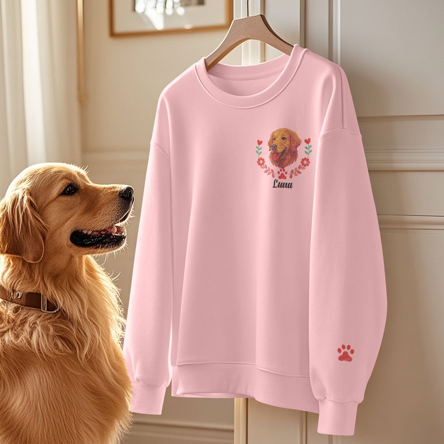 Custom Embroidered-Style Dog Sweatshirt