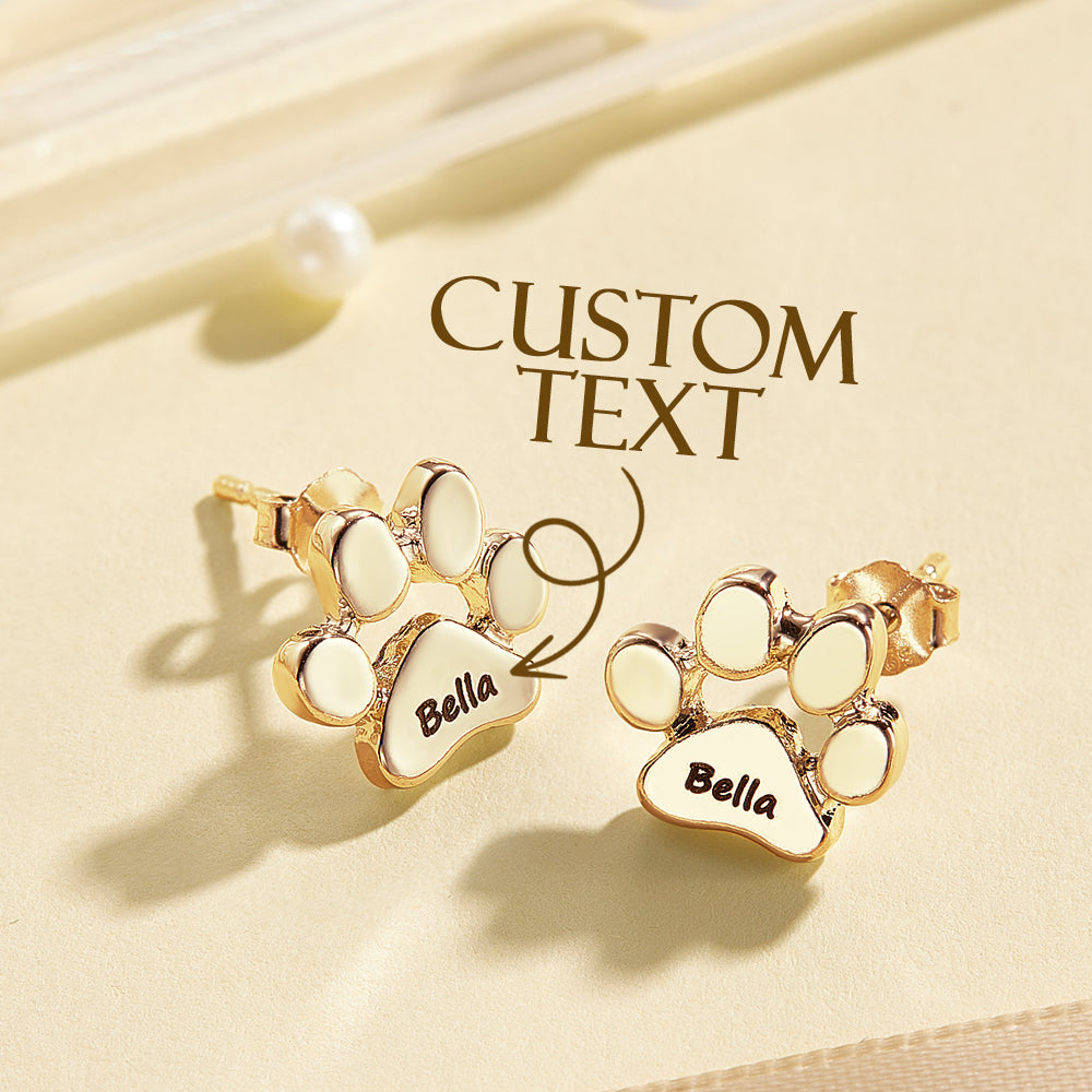 Personalized Dog Paw Print Earrings