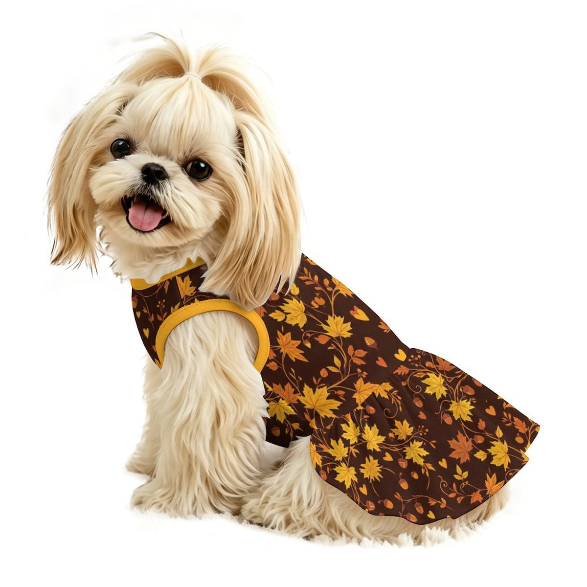 Autumn Maple Leaves Small Dog Ruffle Dog Dress