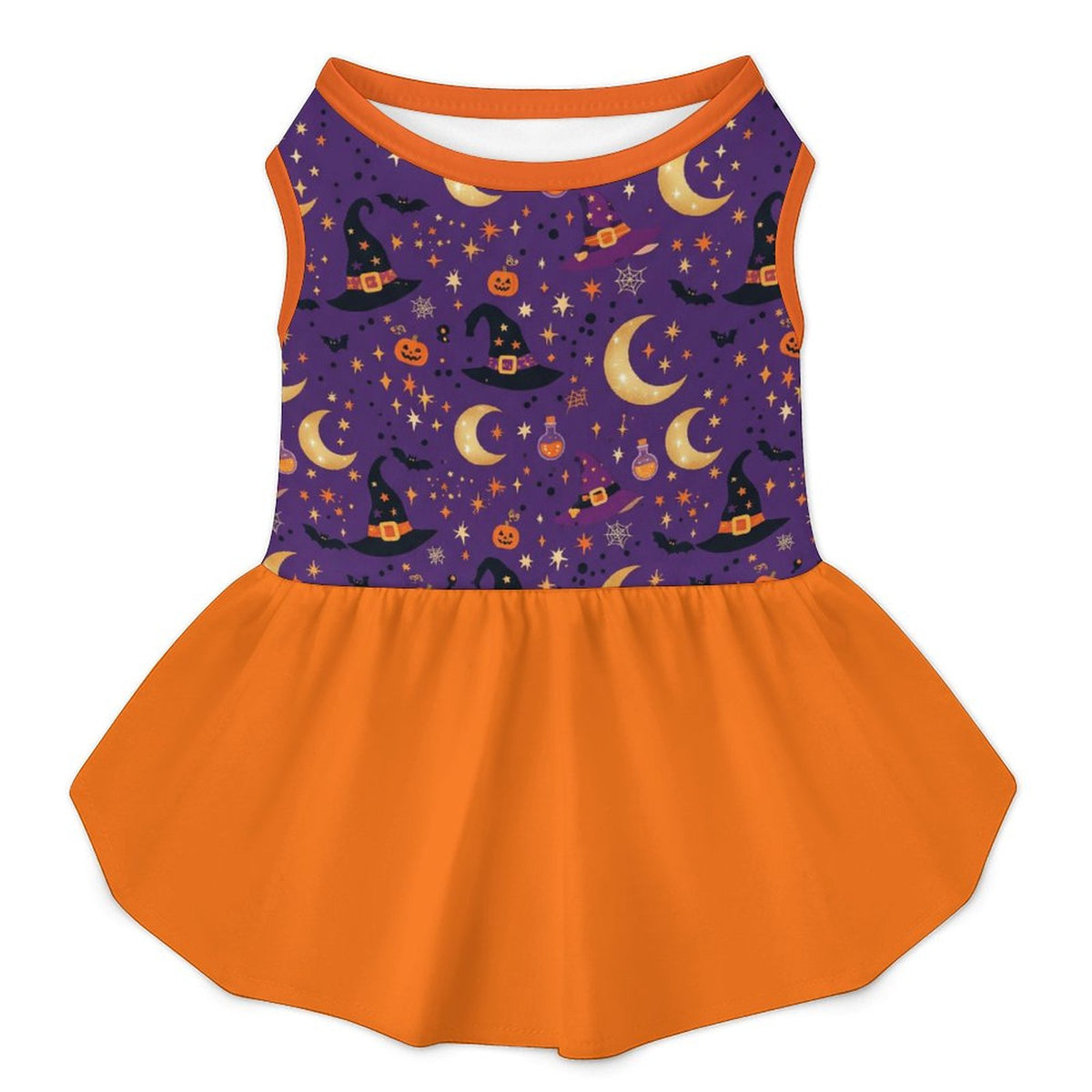 Halloween Witch Pumpkin Large Dog Ruffle Dog Dress