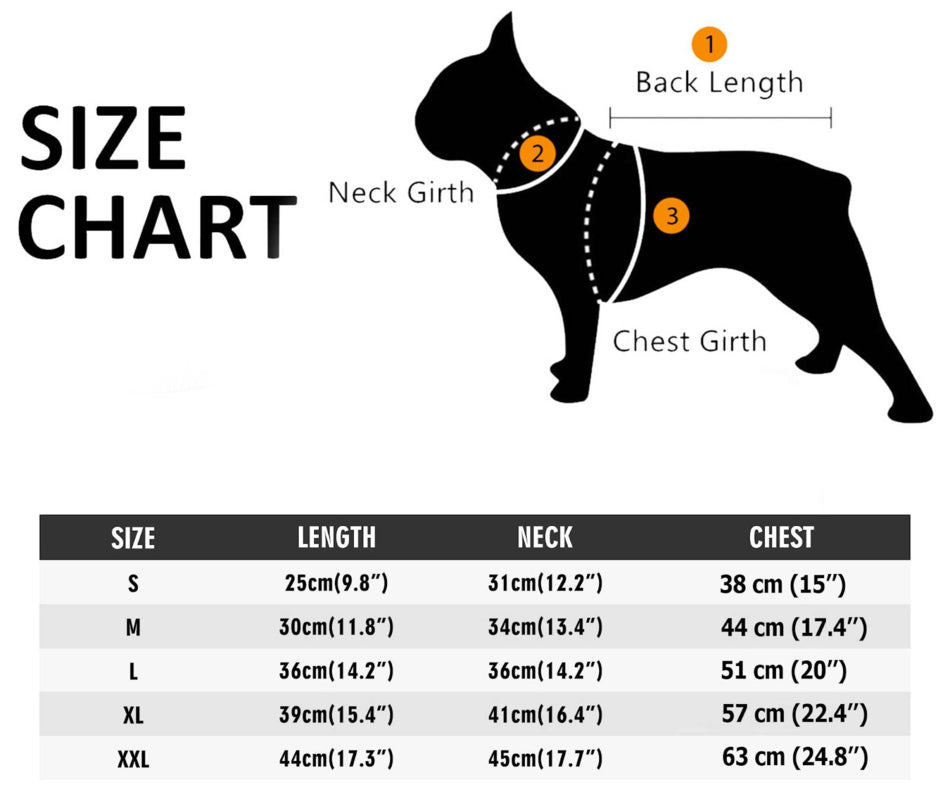 Size chart for I still live  – Dog Shirt for Comfort and Attitude