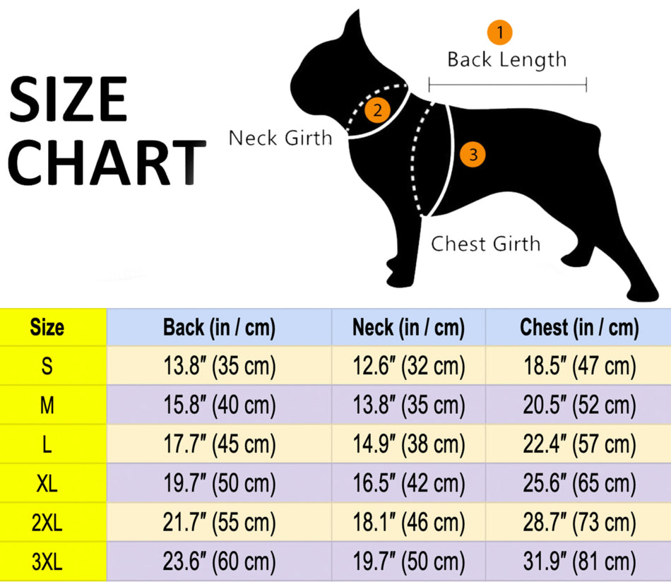 Size chart for I Woke Up - Personalized hoodie with your dog’s name and Face– dog hoodie – dog clothes