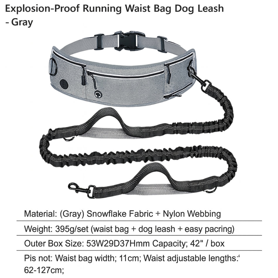 Size chart for Adjustable Waist Belt Dog Leash