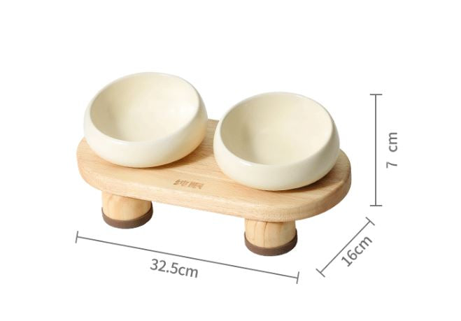 Size chart for Ceramic Double Bowls with Wooden Stand
