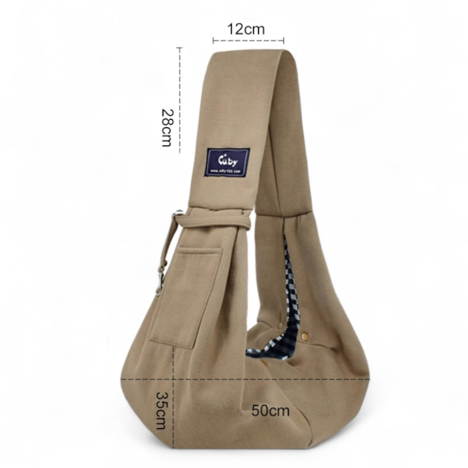 Size chart for Crossbody Dog Sling Carrier Bag