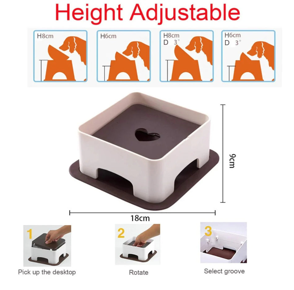 Size chart for Adjustable Ceramic Dog Bowl with Stand