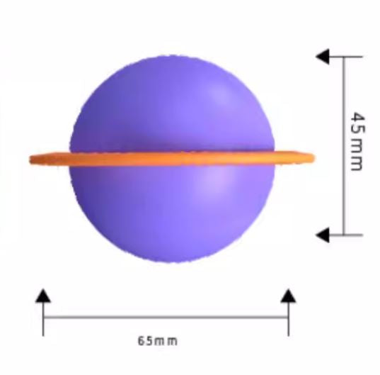 Size chart for Dog Happy Rotating Planet Ball Toy
