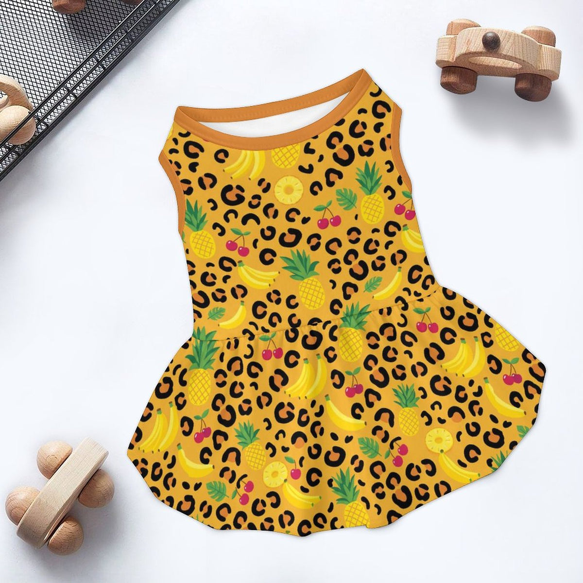 Tropical Leopard Fruit Large Dog Ruffle Dog Dress