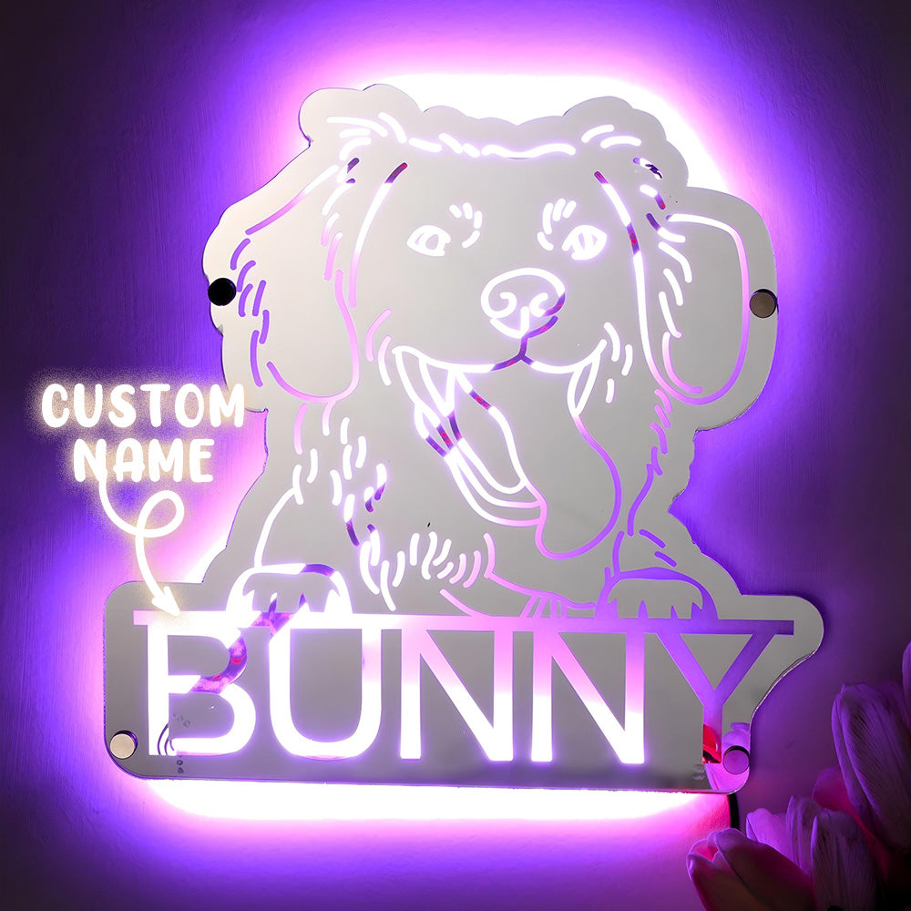 Personalized Dog Photo Name Mirror Light