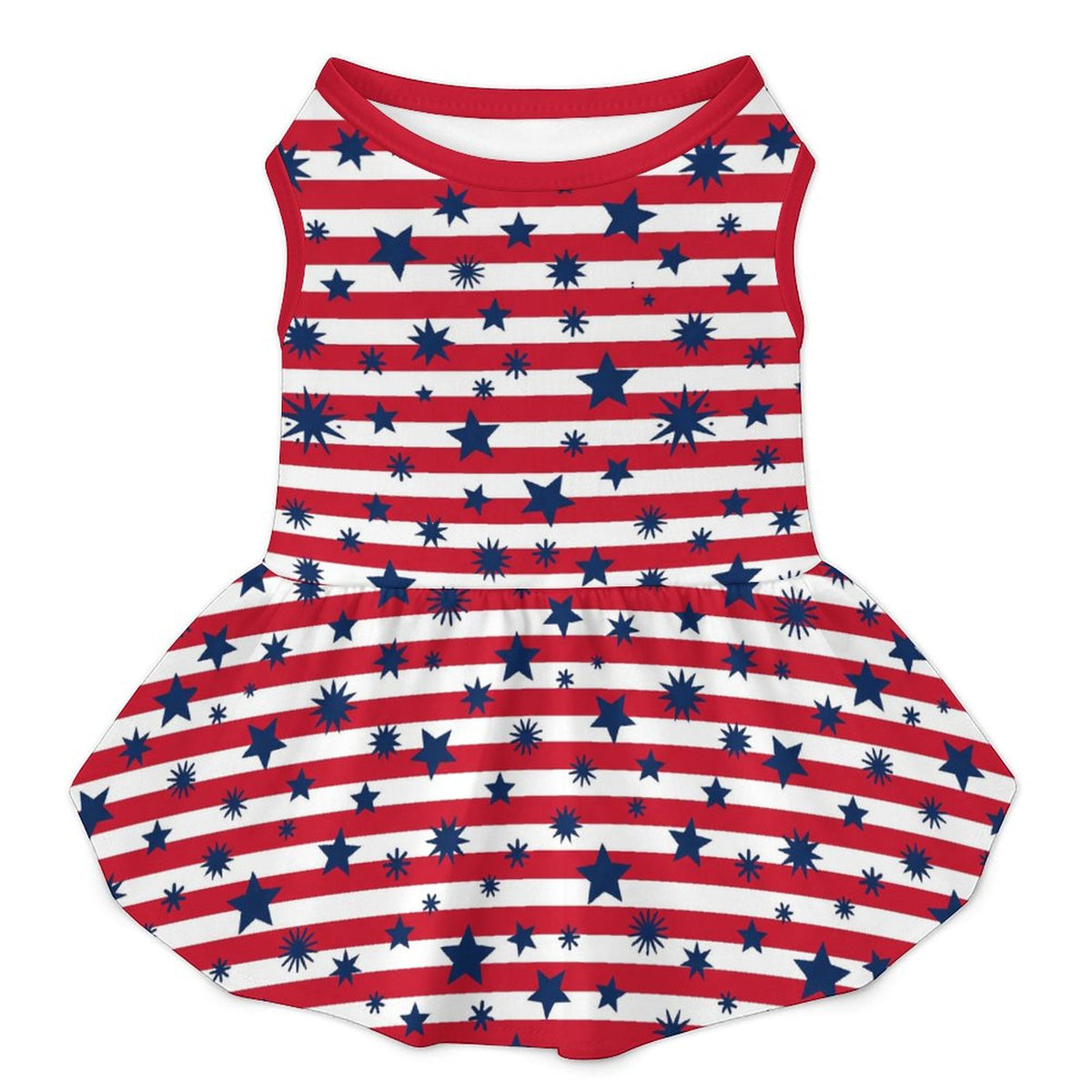 Patriotic Stars and Stripes Large Dog Ruffle Dog Dress
