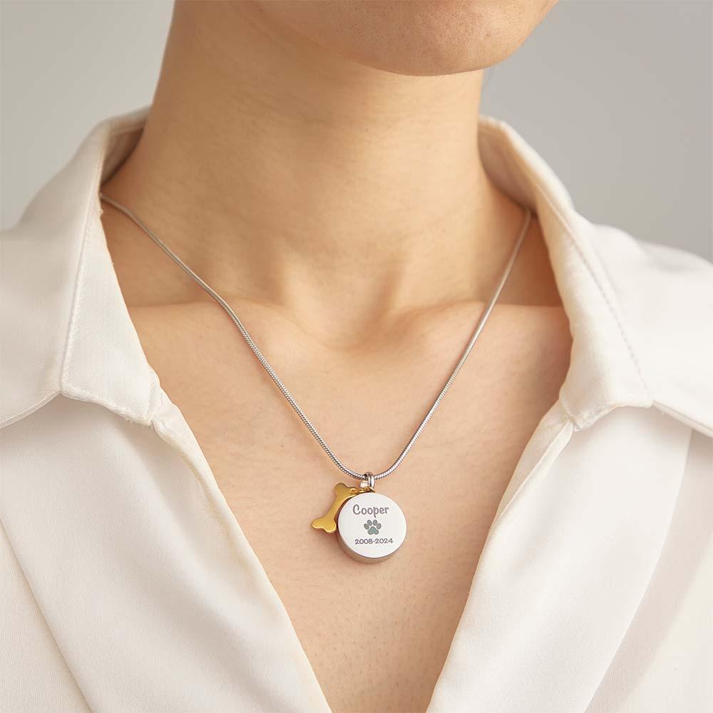 Personalized Engraved Dog Ashes Necklace