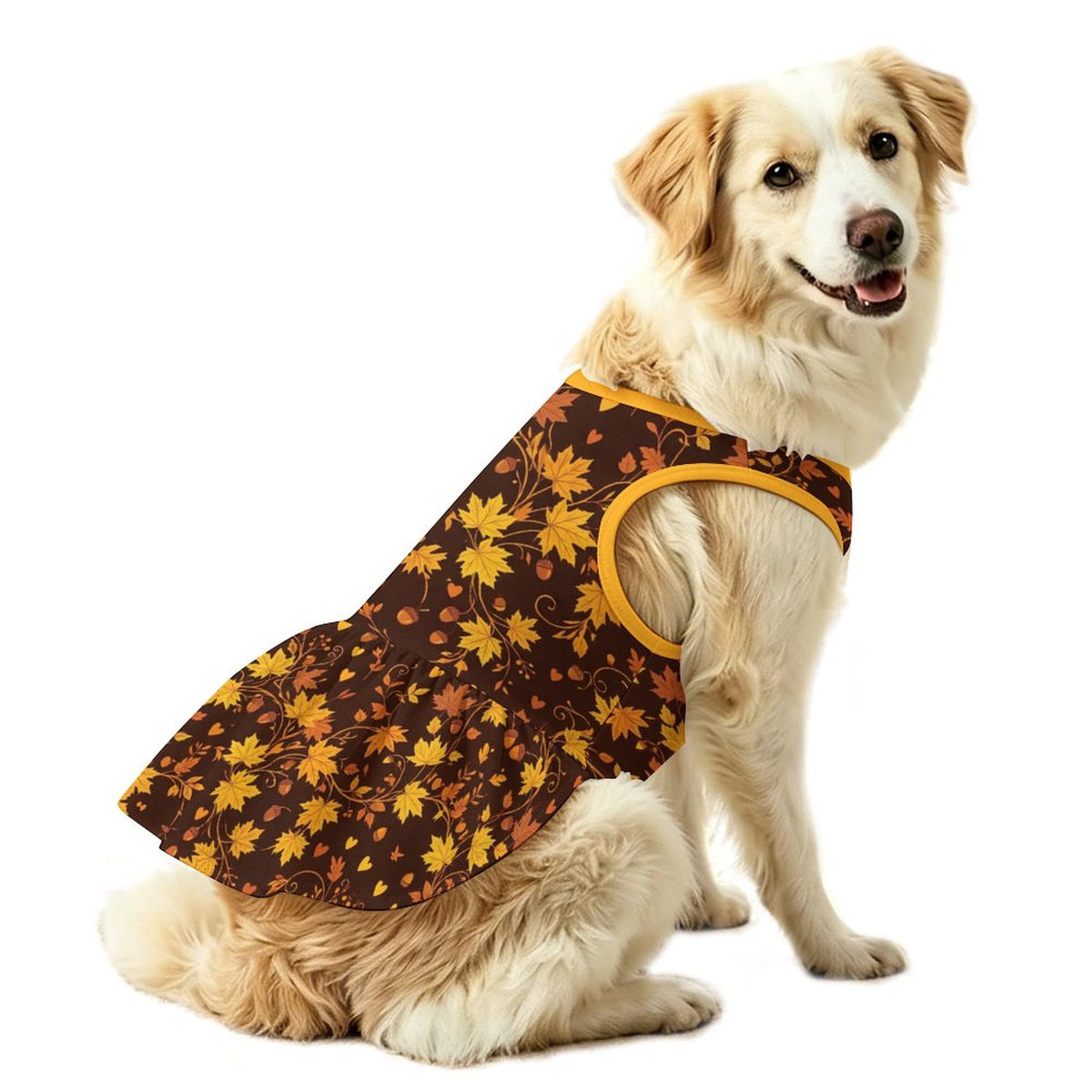 Autumn Maple Leaves Large Dog Ruffle Dog Dress