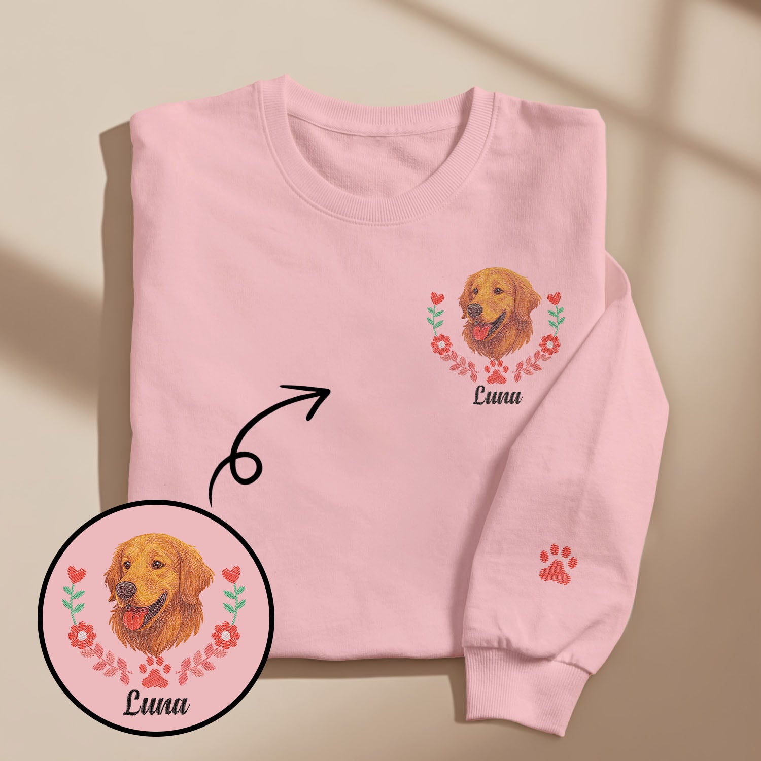 Custom Embroidered-Style Dog Sweatshirt