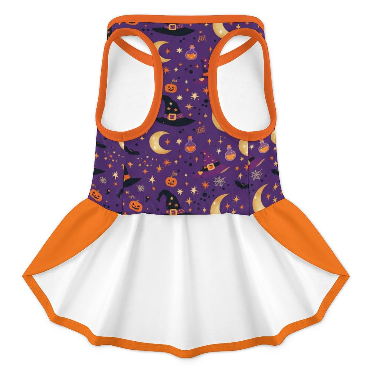 Halloween Witch Pumpkin Small Dog Ruffle Dog Dress