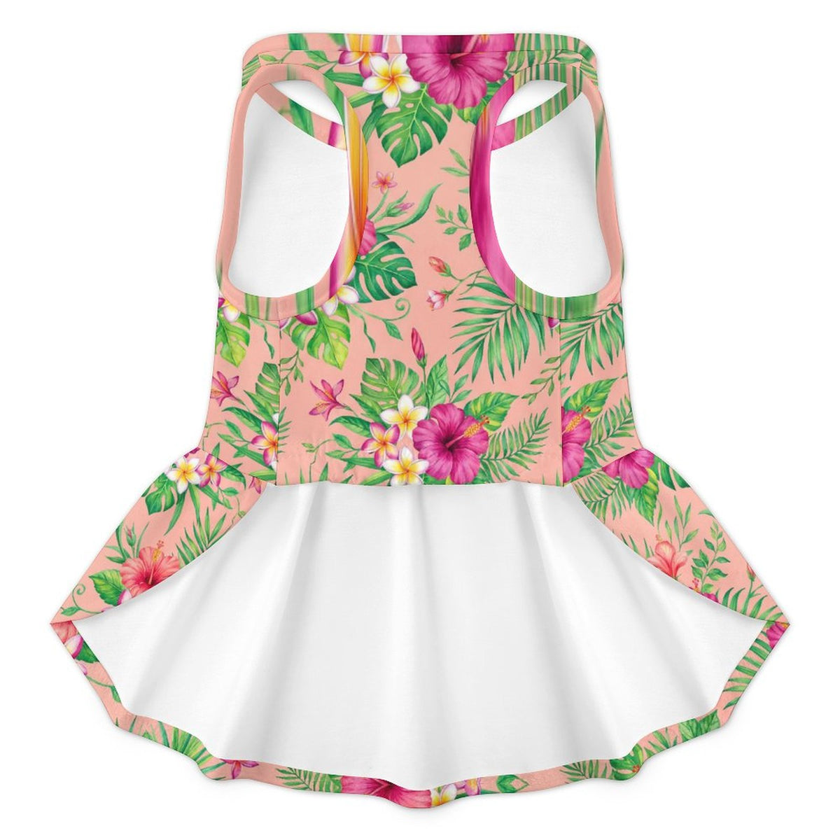 Tropical Hibiscus Floral Large Dog Ruffle Dog Dress