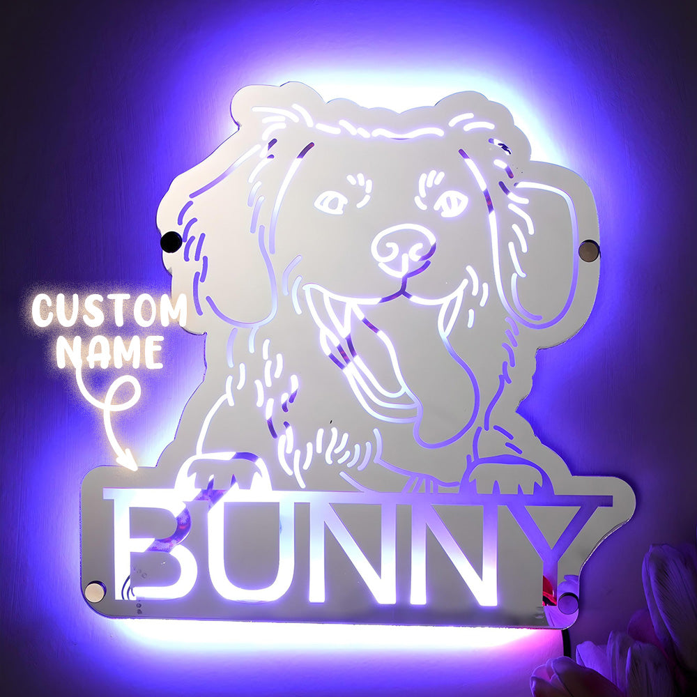 Personalized Dog Photo Name Mirror Light
