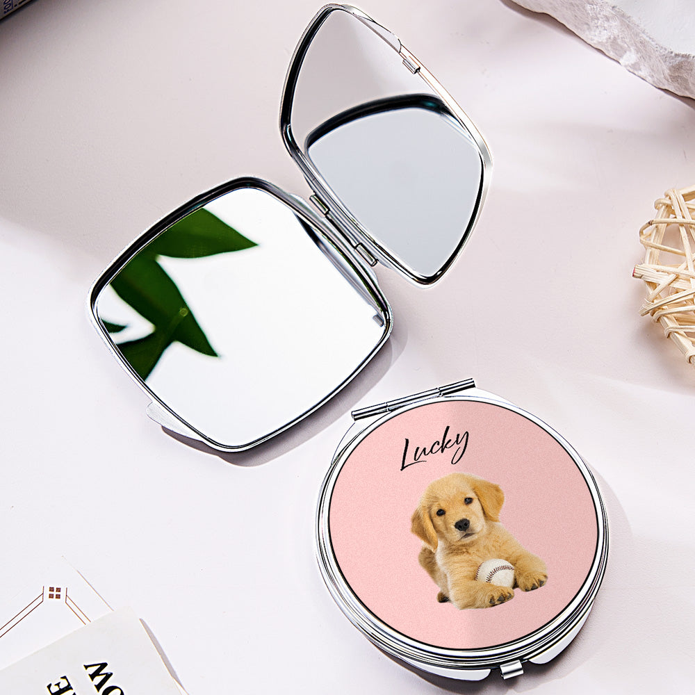 Personalized Dog Portrait Compact Mirror